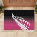 Pink Silver Fern Spirit Taniko Tukutuku Personalised Rubber Doormat