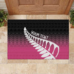Pink Silver Fern Spirit Taniko Tukutuku Personalised Rubber Doormat