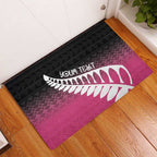 Pink Silver Fern Spirit Taniko Tukutuku Personalised Rubber Doormat