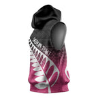 Pink Silver Fern Spirit Taniko Tukutuku Personalised Sleeveless Hoodie - Aussie Hoodie