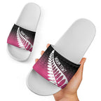 Pink Silver Fern Spirit Taniko Tukutuku Personalised Slide Sandals - Aussie Hoodie