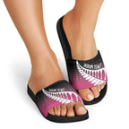 Pink Silver Fern Spirit Taniko Tukutuku Personalised Slide Sandals - Aussie Hoodie
