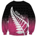 Pink Silver Fern Spirit Taniko Tukutuku Personalised Sweatshirt