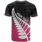 Pink Silver Fern Spirit Taniko Tukutuku Personalised T Shirt
