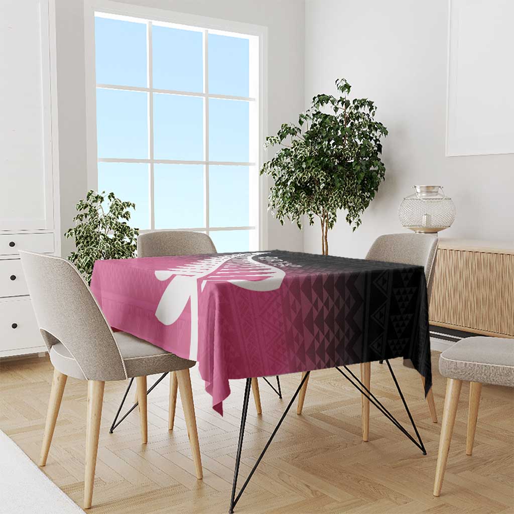 Pink Silver Fern Spirit Taniko Tukutuku Personalised Tablecloth