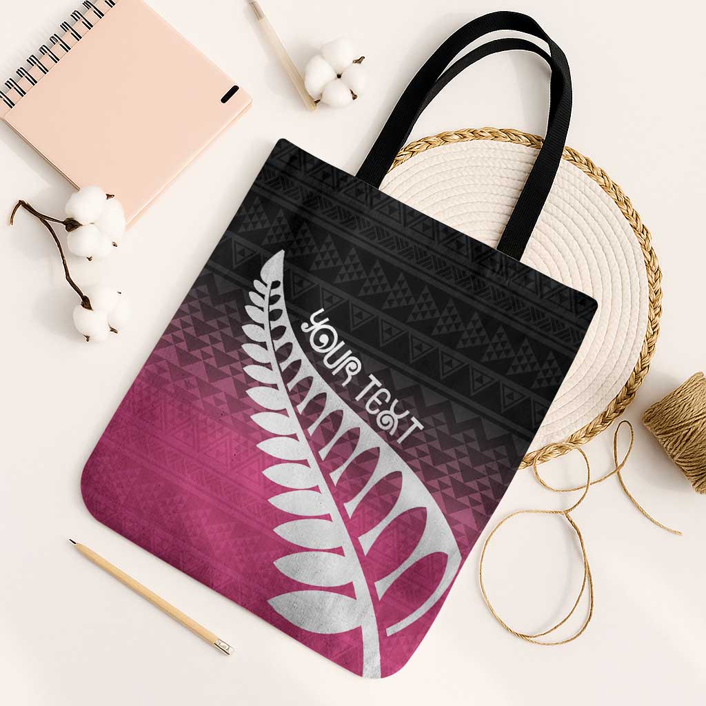 Pink Silver Fern Spirit Taniko Tukutuku Personalised Tote Bag - Aussie Hoodie