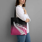 Pink Silver Fern Spirit Taniko Tukutuku Personalised Tote Bag - Aussie Hoodie