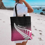 Pink Silver Fern Spirit Taniko Tukutuku Personalised Tote Bag - Aussie Hoodie