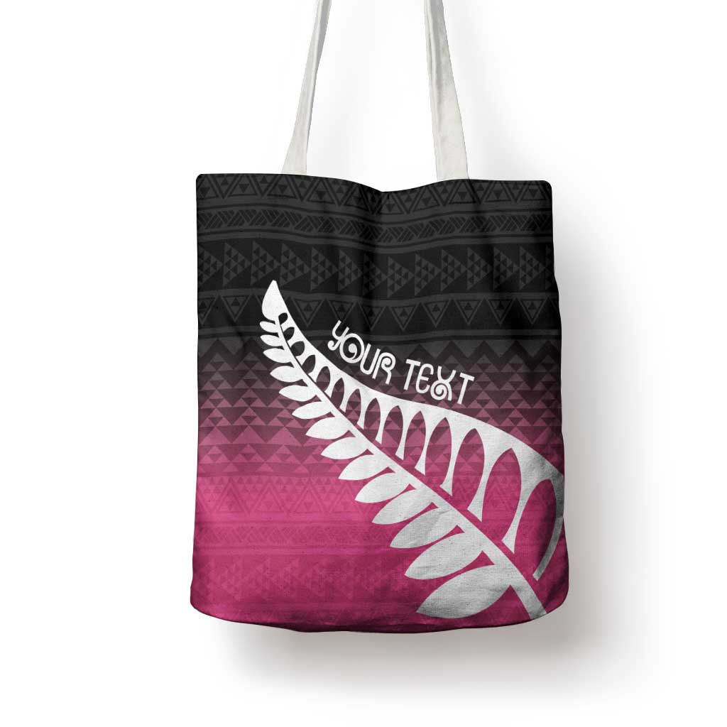 Pink Silver Fern Spirit Taniko Tukutuku Personalised Tote Bag - Aussie Hoodie