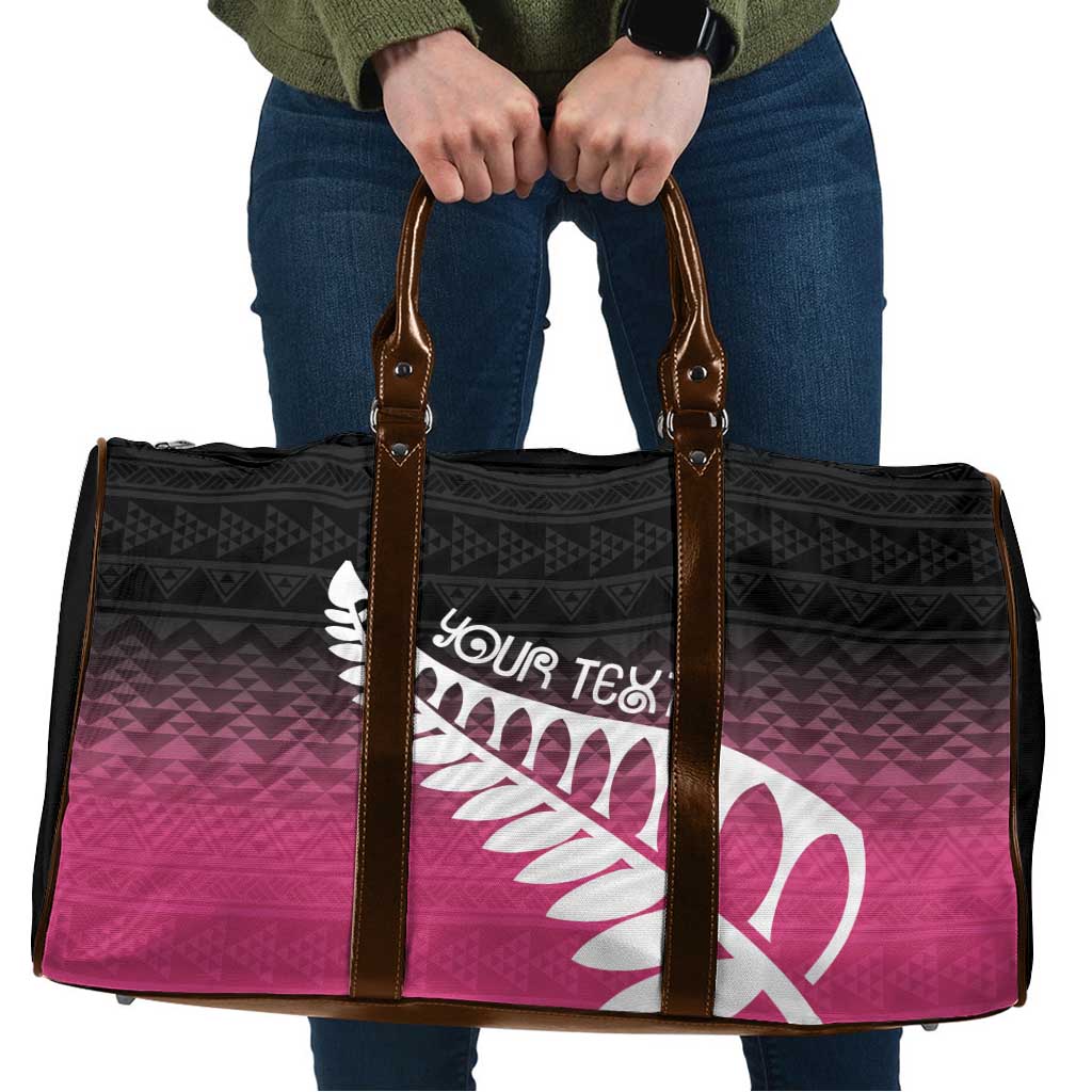 Pink Silver Fern Spirit Taniko Tukutuku Personalised Travel Bag - Aussie Hoodie