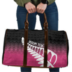 Pink Silver Fern Spirit Taniko Tukutuku Personalised Travel Bag - Aussie Hoodie