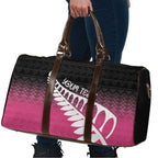 Pink Silver Fern Spirit Taniko Tukutuku Personalised Travel Bag - Aussie Hoodie