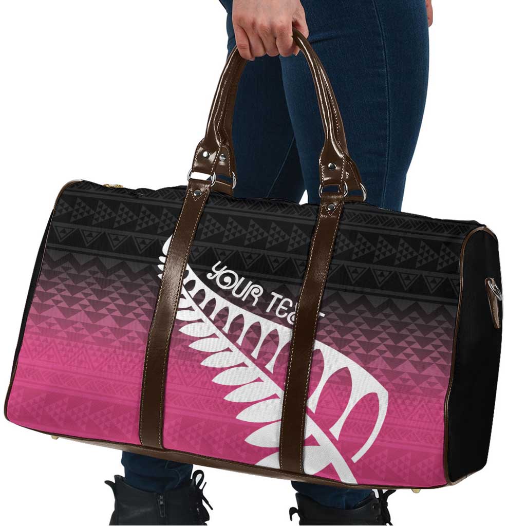 Pink Silver Fern Spirit Taniko Tukutuku Personalised Travel Bag - Aussie Hoodie