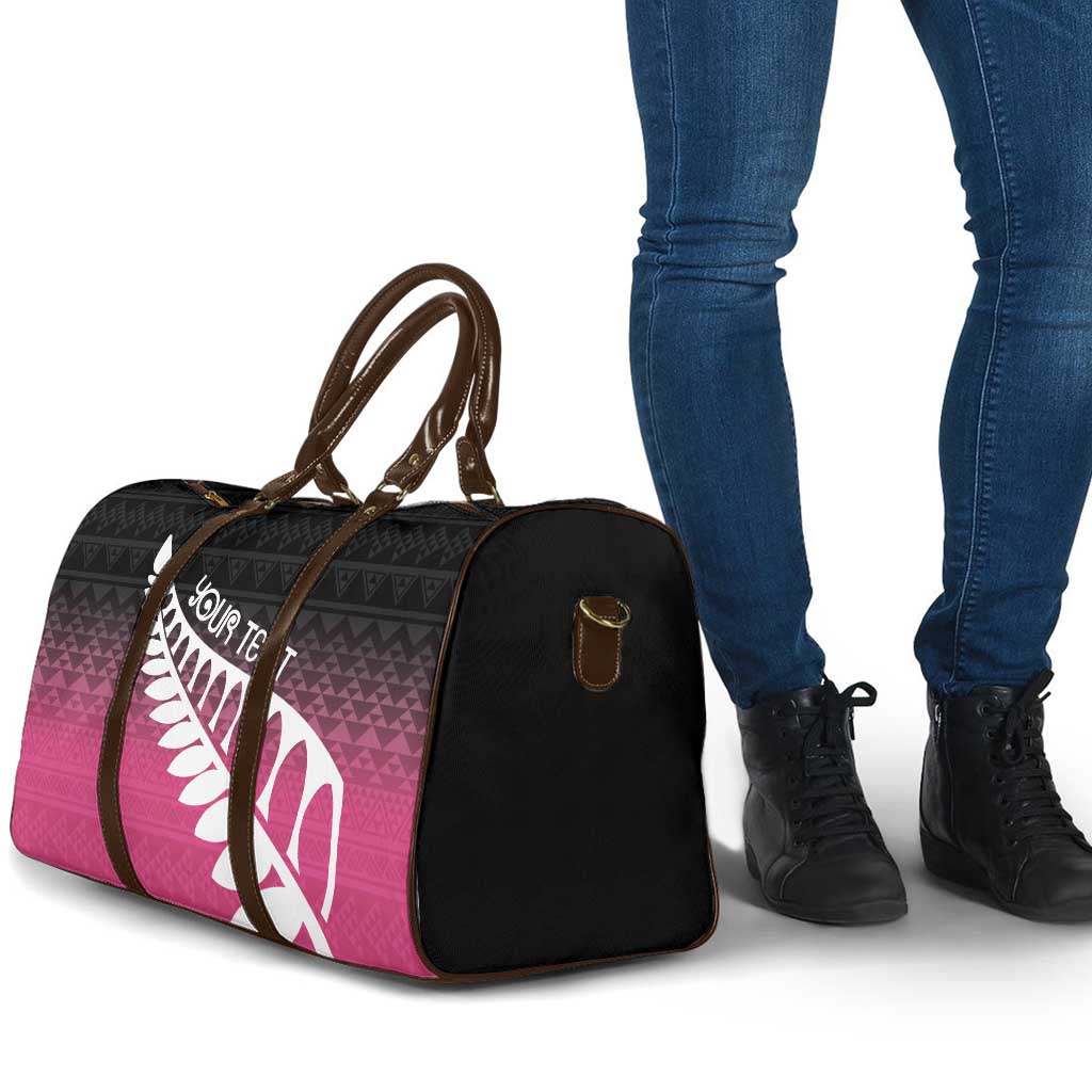 Pink Silver Fern Spirit Taniko Tukutuku Personalised Travel Bag - Aussie Hoodie