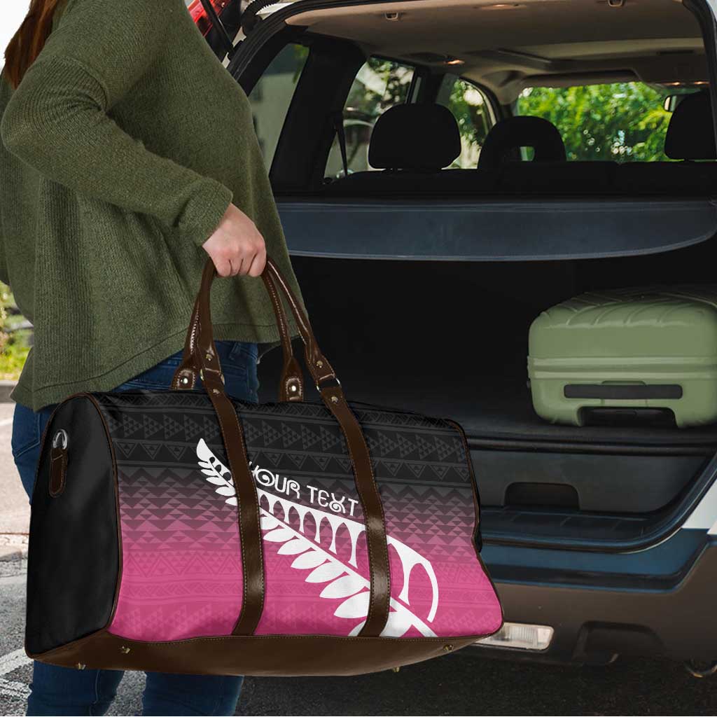Pink Silver Fern Spirit Taniko Tukutuku Personalised Travel Bag - Aussie Hoodie