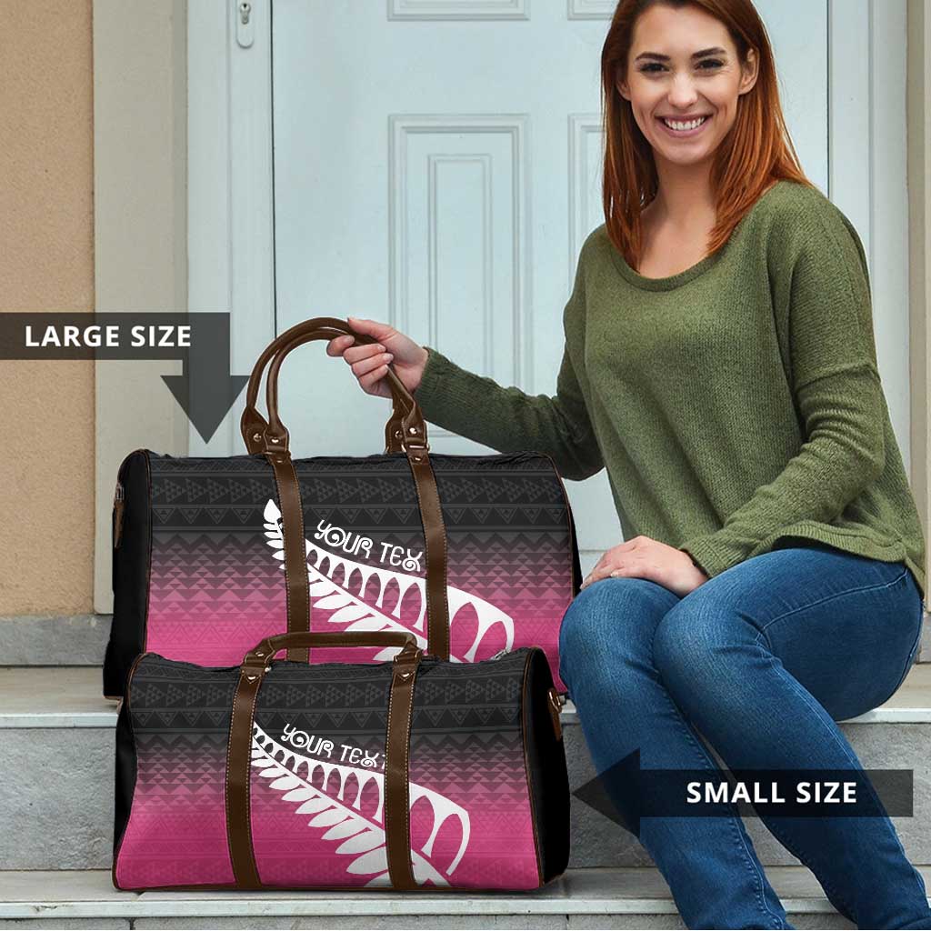 Pink Silver Fern Spirit Taniko Tukutuku Personalised Travel Bag - Aussie Hoodie