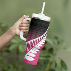 Pink Silver Fern Spirit Taniko Tukutuku Personalised Tumbler With Handle