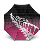 Pink Silver Fern Spirit Taniko Tukutuku Personalised Umbrella - Aussie Hoodie