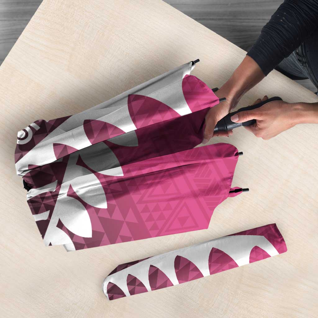 Pink Silver Fern Spirit Taniko Tukutuku Personalised Umbrella - Aussie Hoodie