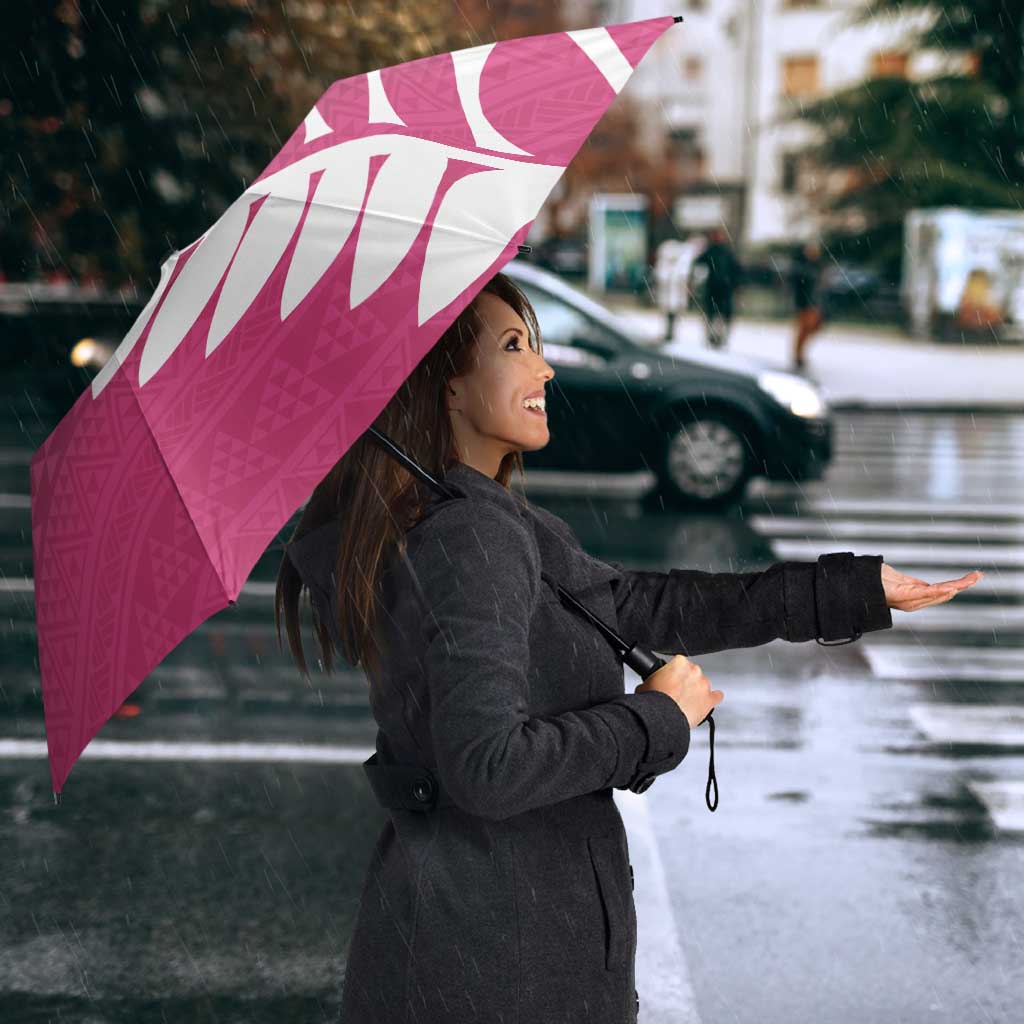 Pink Silver Fern Spirit Taniko Tukutuku Personalised Umbrella - Aussie Hoodie