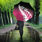 Pink Silver Fern Spirit Taniko Tukutuku Personalised Umbrella - Aussie Hoodie