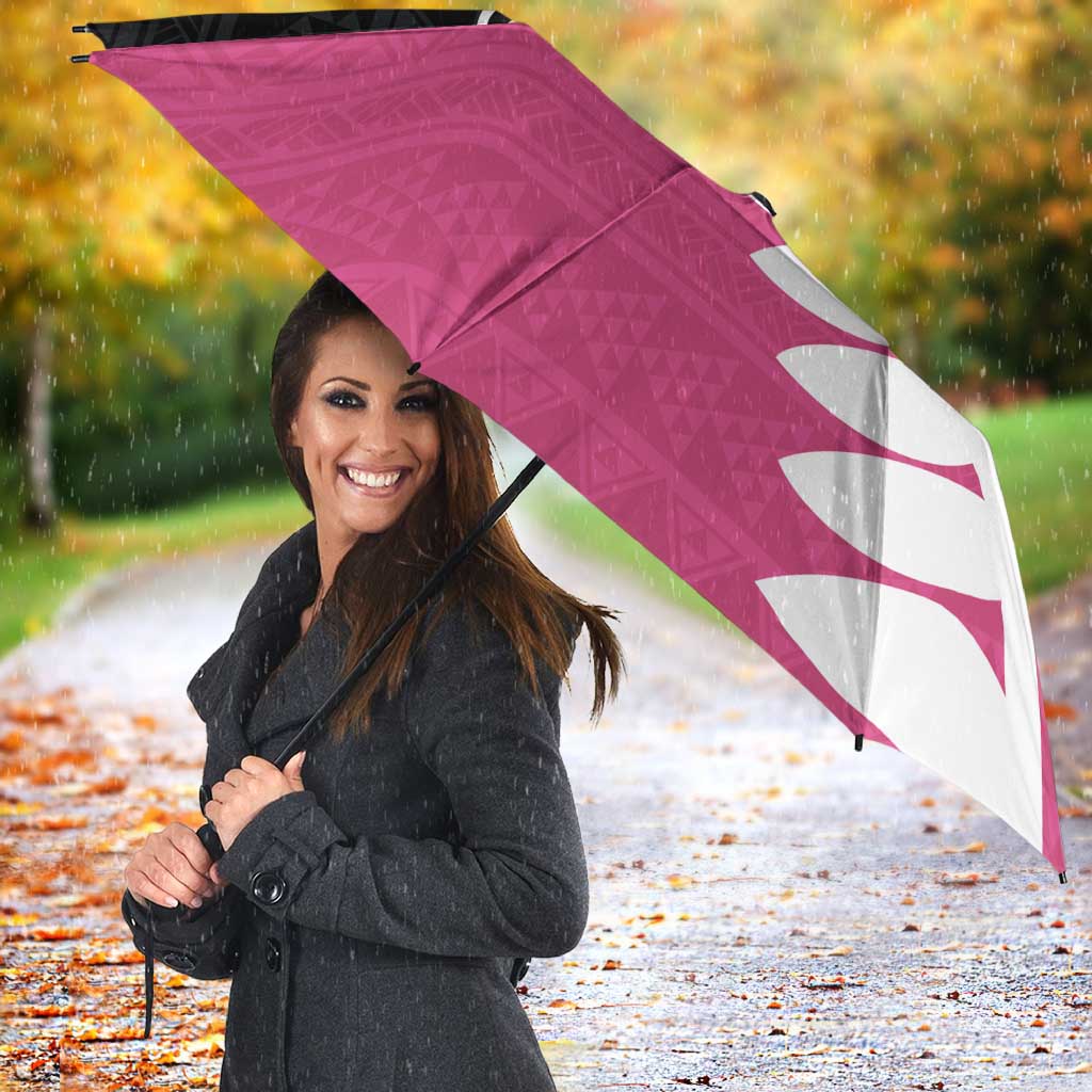 Pink Silver Fern Spirit Taniko Tukutuku Personalised Umbrella - Aussie Hoodie