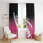 Pink Silver Fern Spirit Taniko Tukutuku Personalised Window Curtain