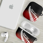 Red Silver Fern Spirit Taniko Tukutuku Personalised AirPods Case - Aussie Hoodie