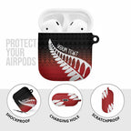 Red Silver Fern Spirit Taniko Tukutuku Personalised AirPods Case - Aussie Hoodie