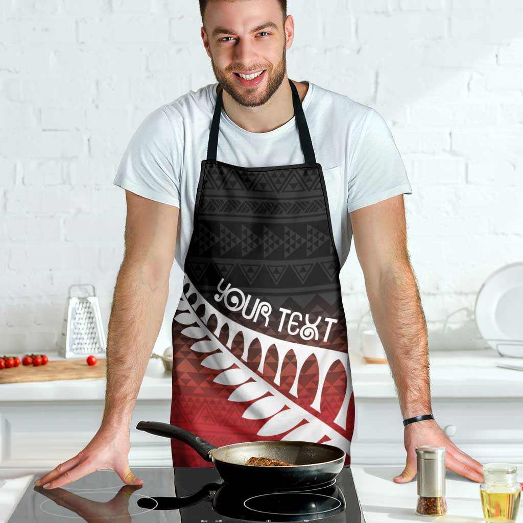 Red Silver Fern Spirit Taniko Tukutuku Personalised Apron - Aussie Hoodie