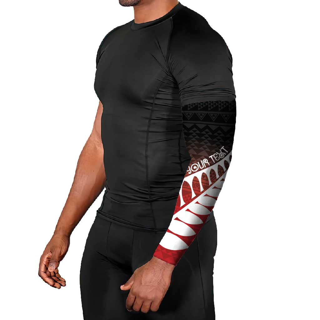 Red Silver Fern Spirit Taniko Tukutuku Personalised Arm Sleeves - Aussie Hoodie