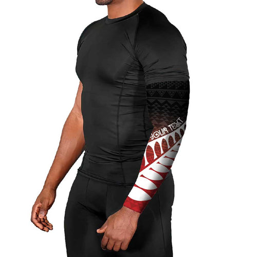 Red Silver Fern Spirit Taniko Tukutuku Personalised Arm Sleeves - Aussie Hoodie