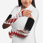 Red Silver Fern Spirit Taniko Tukutuku Personalised Arm Sleeves - Aussie Hoodie