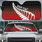 Red Silver Fern Spirit Taniko Tukutuku Personalised Auto Sun Shade - Aussie Hoodie