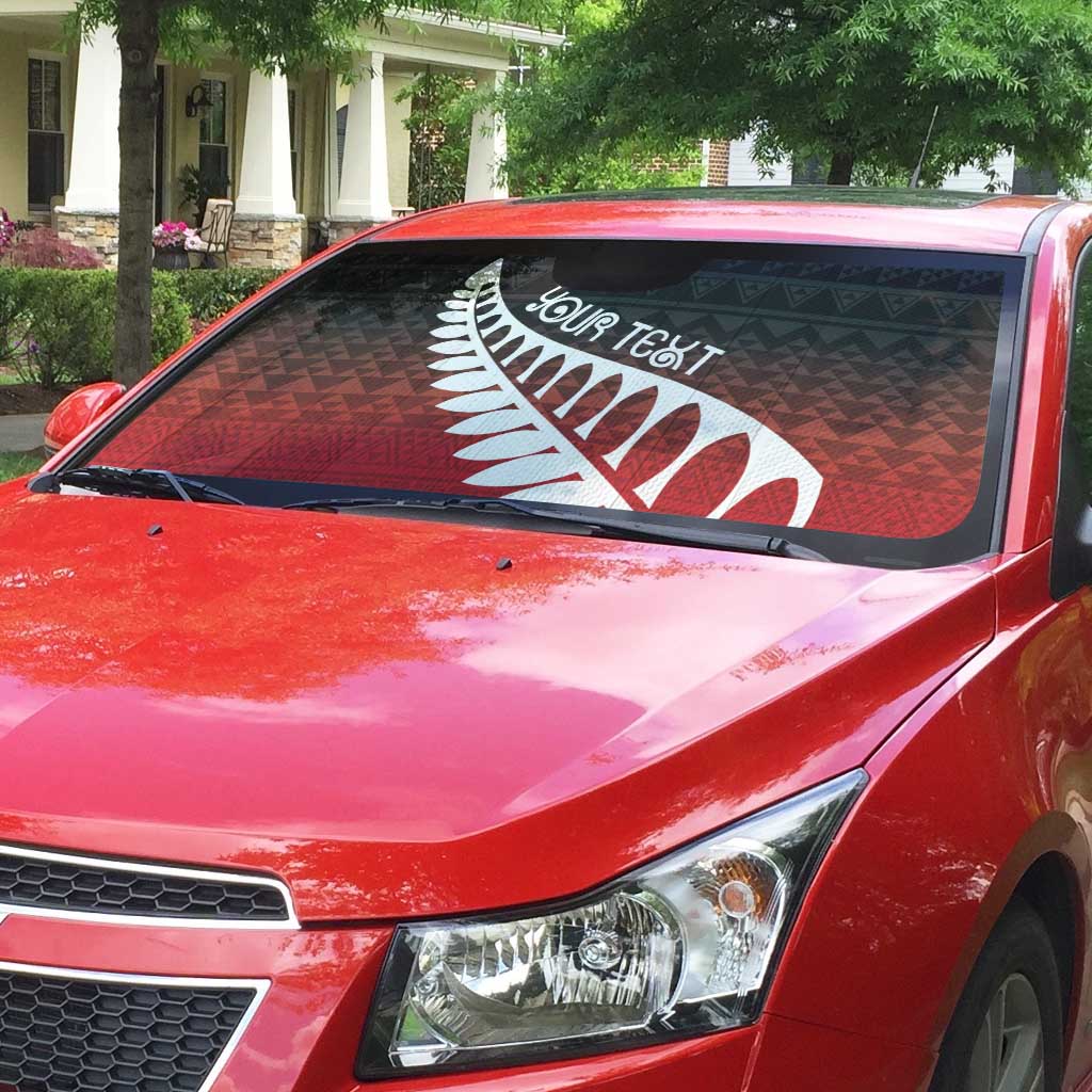 Red Silver Fern Spirit Taniko Tukutuku Personalised Auto Sun Shade - Aussie Hoodie