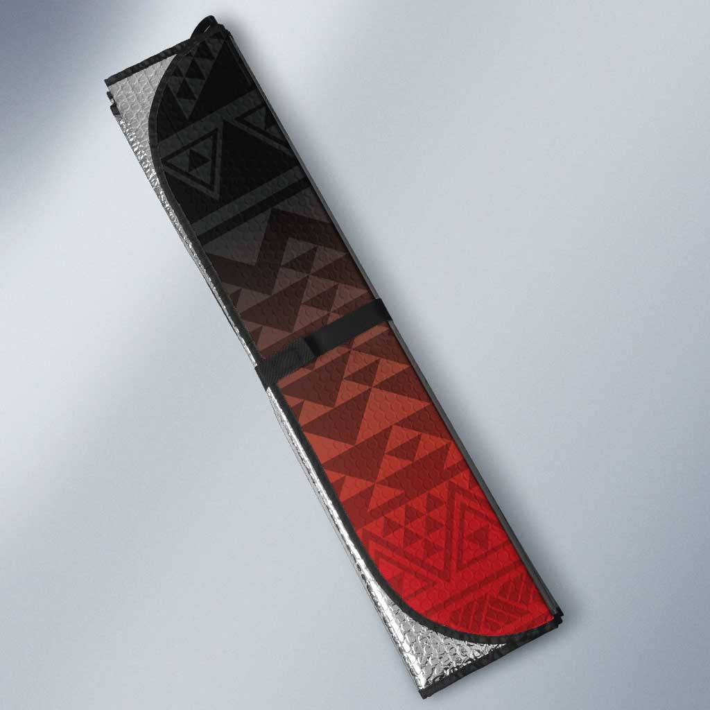 Red Silver Fern Spirit Taniko Tukutuku Personalised Auto Sun Shade - Aussie Hoodie