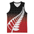 Red Silver Fern Spirit Taniko Tukutuku Personalised Basketball Jersey - Aussie Hoodie