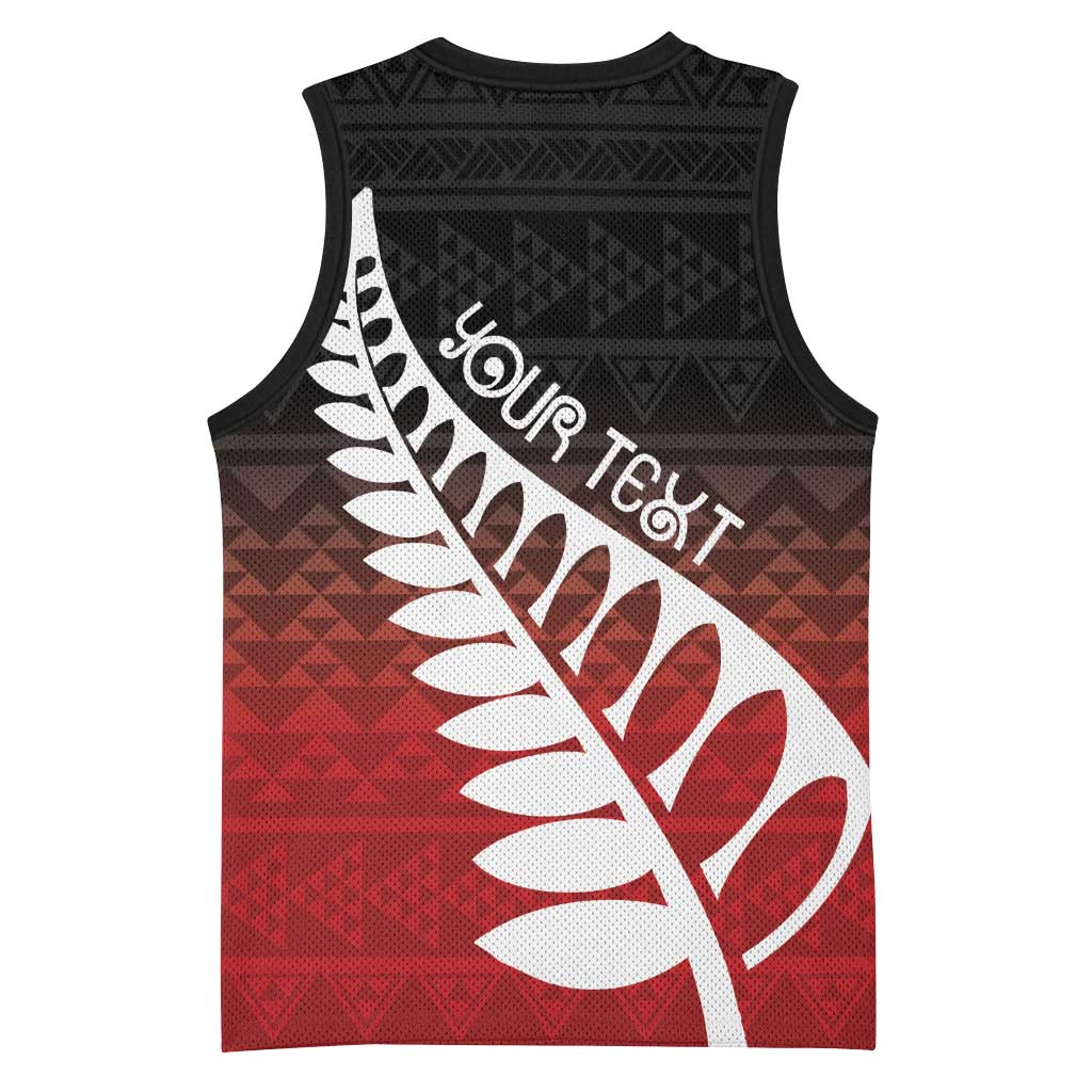 Red Silver Fern Spirit Taniko Tukutuku Personalised Basketball Jersey - Aussie Hoodie