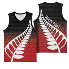 Red Silver Fern Spirit Taniko Tukutuku Personalised Basketball Jersey - Aussie Hoodie