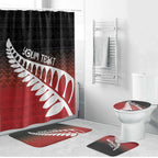 Red Silver Fern Spirit Taniko Tukutuku Personalised Bathroom Set - Aussie Hoodie