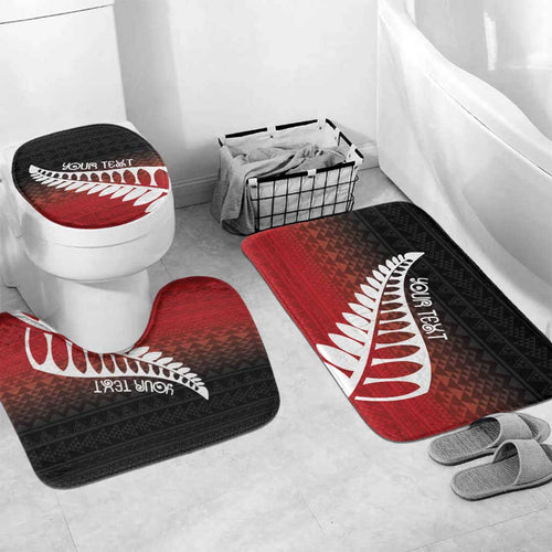Red Silver Fern Spirit Taniko Tukutuku Personalised Bathroom Set - Aussie Hoodie