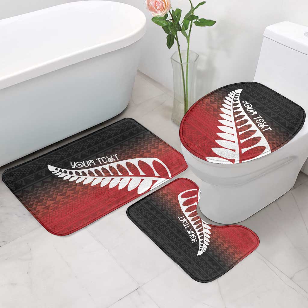 Red Silver Fern Spirit Taniko Tukutuku Personalised Bathroom Set - Aussie Hoodie