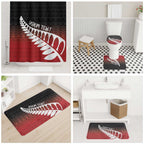 Red Silver Fern Spirit Taniko Tukutuku Personalised Bathroom Set - Aussie Hoodie