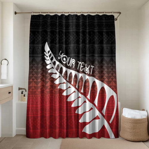 Red Silver Fern Spirit Taniko Tukutuku Personalised Bathroom Set - Aussie Hoodie