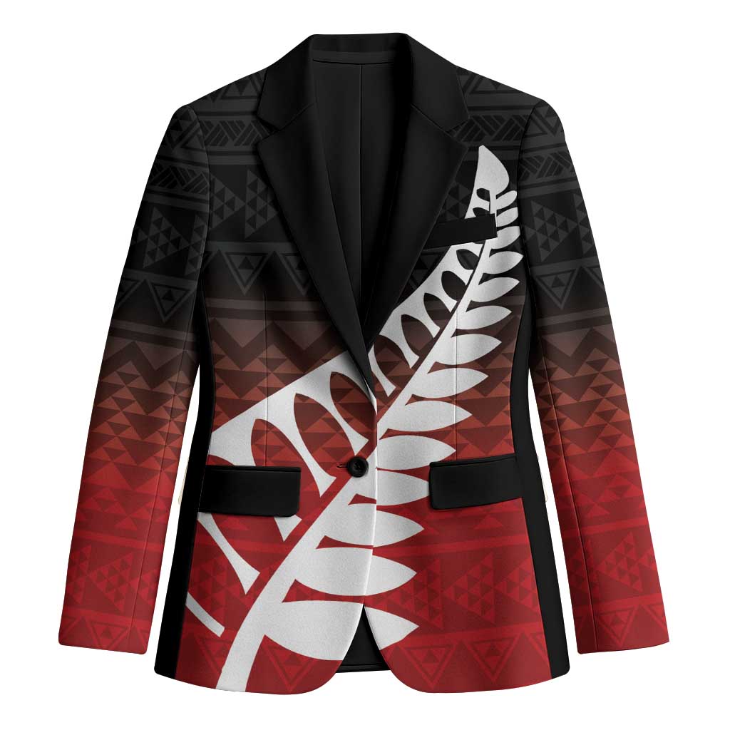 Red Silver Fern Spirit Taniko Tukutuku Personalised Blazer - Aussie Hoodie