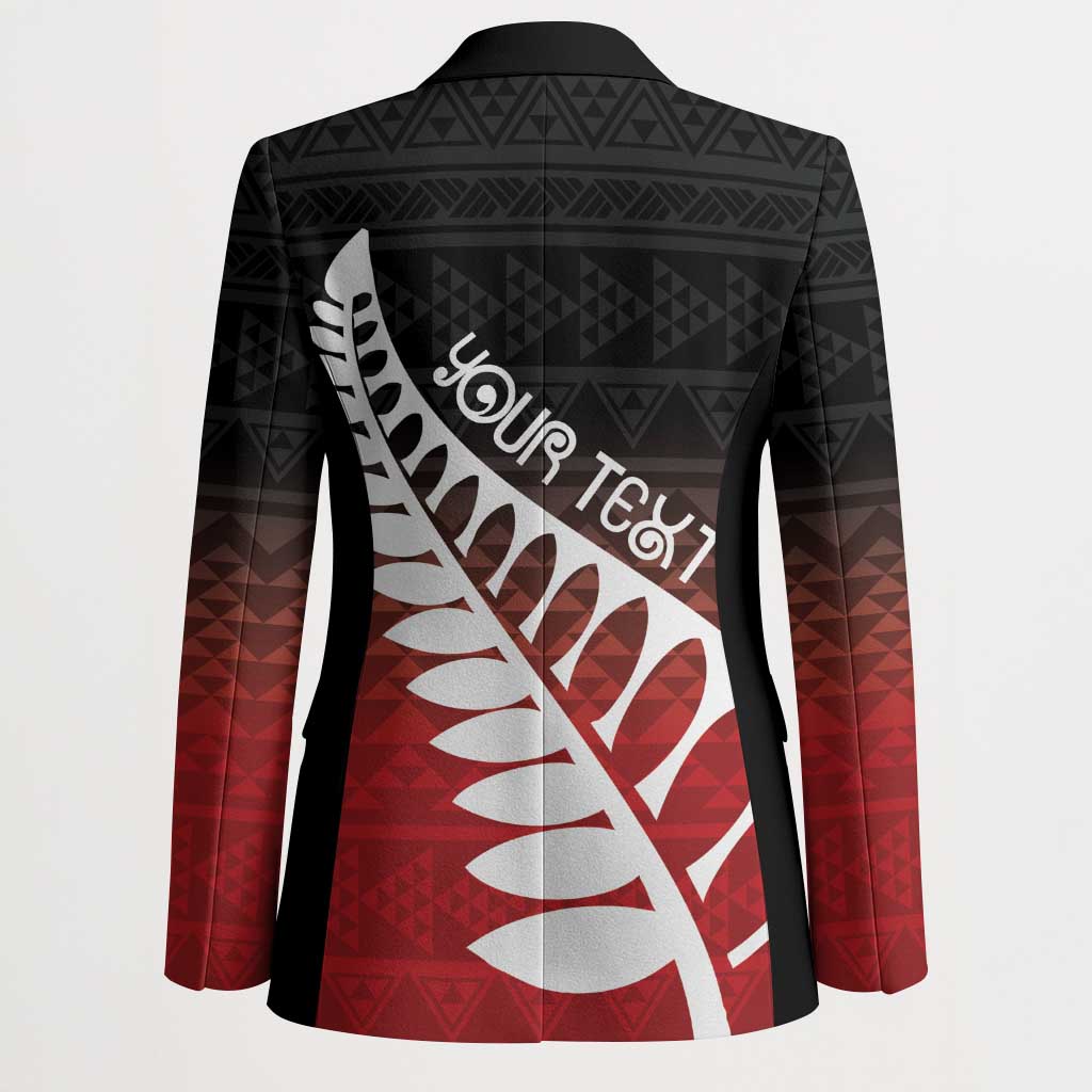 Red Silver Fern Spirit Taniko Tukutuku Personalised Blazer - Aussie Hoodie