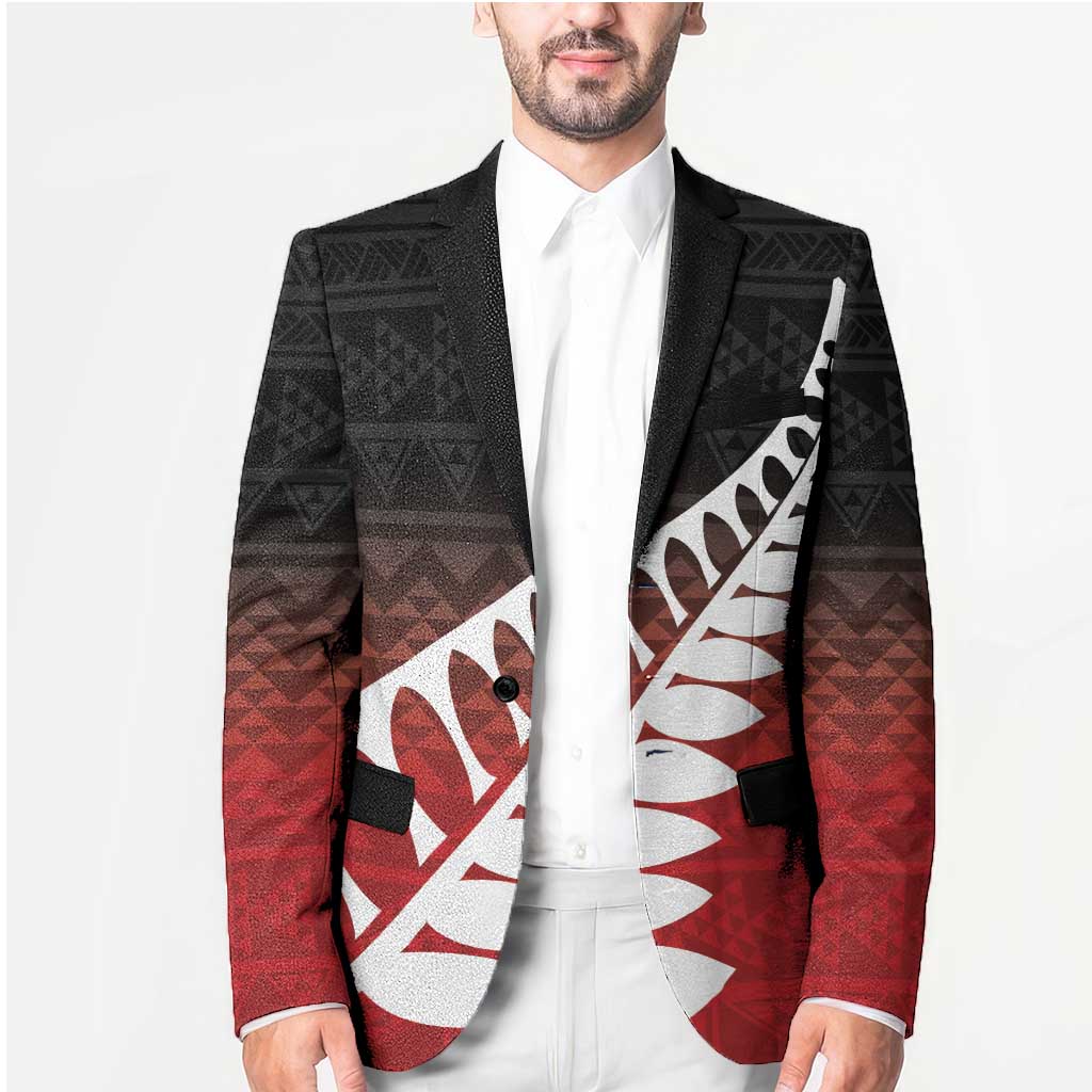 Red Silver Fern Spirit Taniko Tukutuku Personalised Blazer - Aussie Hoodie