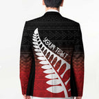 Red Silver Fern Spirit Taniko Tukutuku Personalised Blazer - Aussie Hoodie