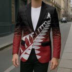 Red Silver Fern Spirit Taniko Tukutuku Personalised Blazer - Aussie Hoodie