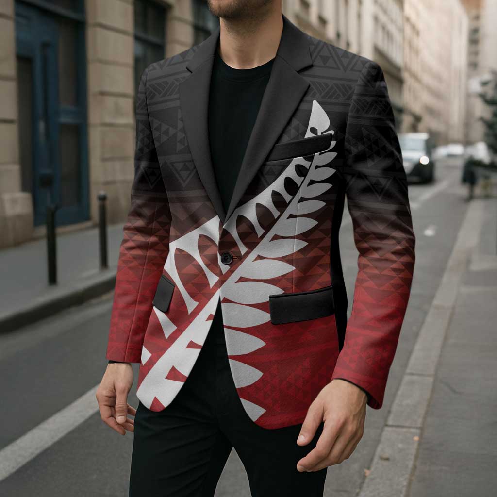 Red Silver Fern Spirit Taniko Tukutuku Personalised Blazer - Aussie Hoodie
